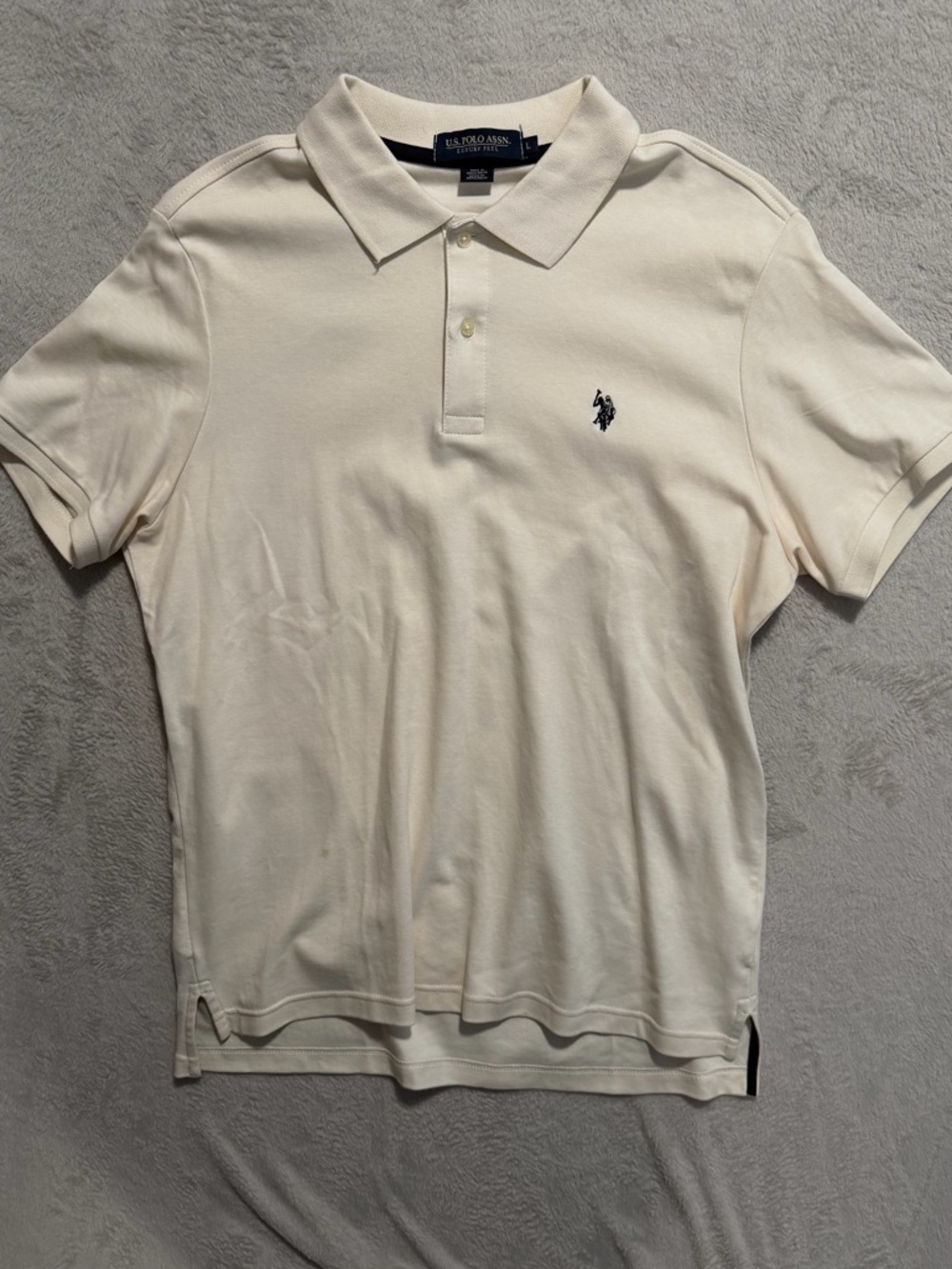 U.S. Polo Assn. Men's Off-White Polo Shirt with Navy Logo